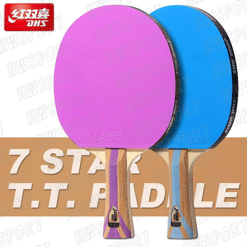 Table Tennis Forehand - Dhs-テーブルテニスラケット、7つのスターッピングポンパドル、ハリケーン9のforeハンドゴム、ハリケーン3、6色、7色