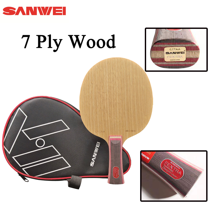 Table Tennis Paddles - 新しいSANWEI FEXTRA 7卓球ブレード7枚合板リムバ・アユスウッドプロフェッショナルピンポンラケットバットパドルクイックアタック＆ループ