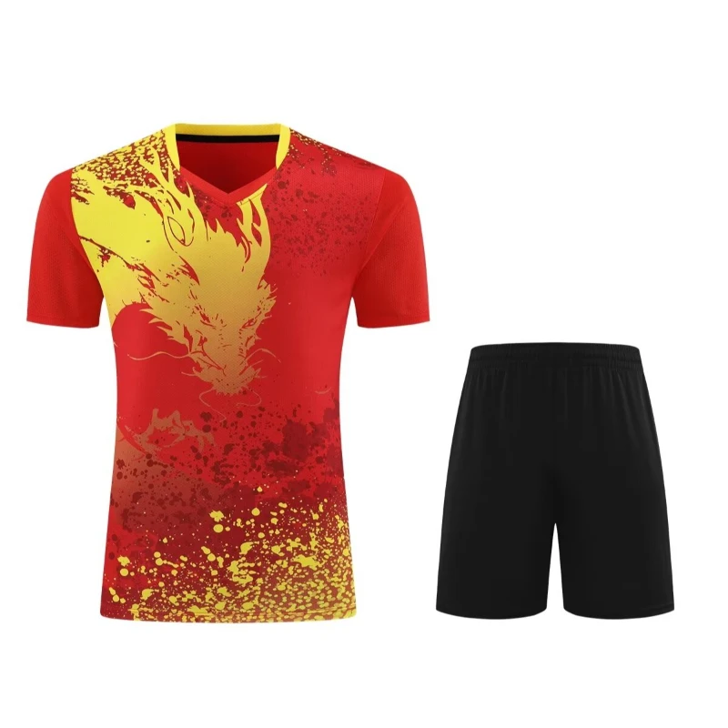 Table Tennis Shorts - 2025年夏 メンズ レディース 中国龍プリント バドミントンウェア 卓球