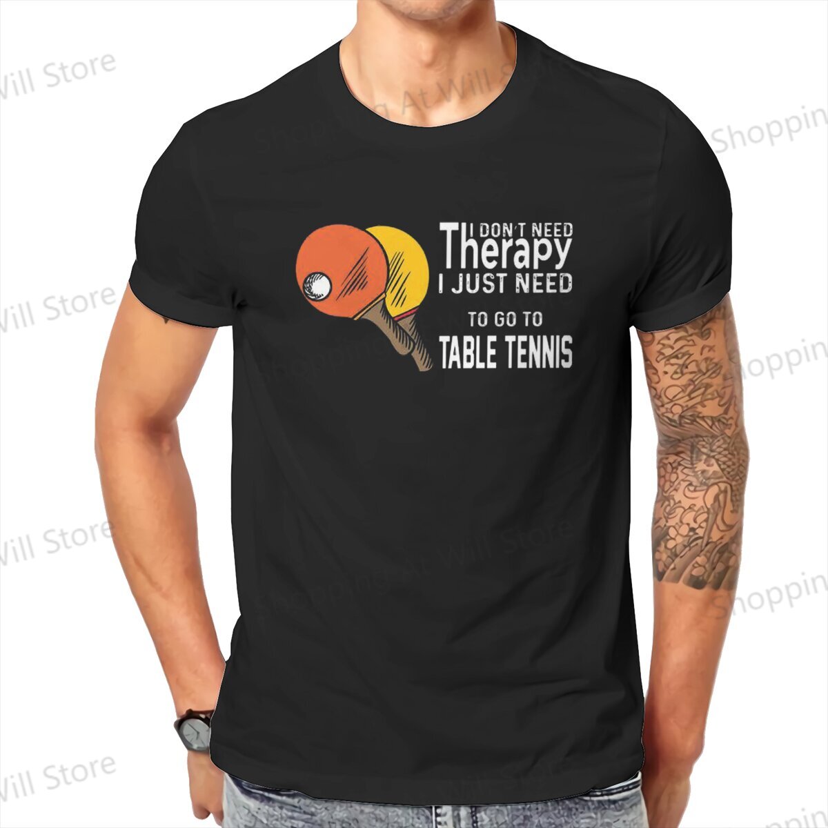 Table Tennis Xu Xin - 男性と女性のための卓球療法Tシャツ,スポーツとレジャーのための綿100% のTシャツ