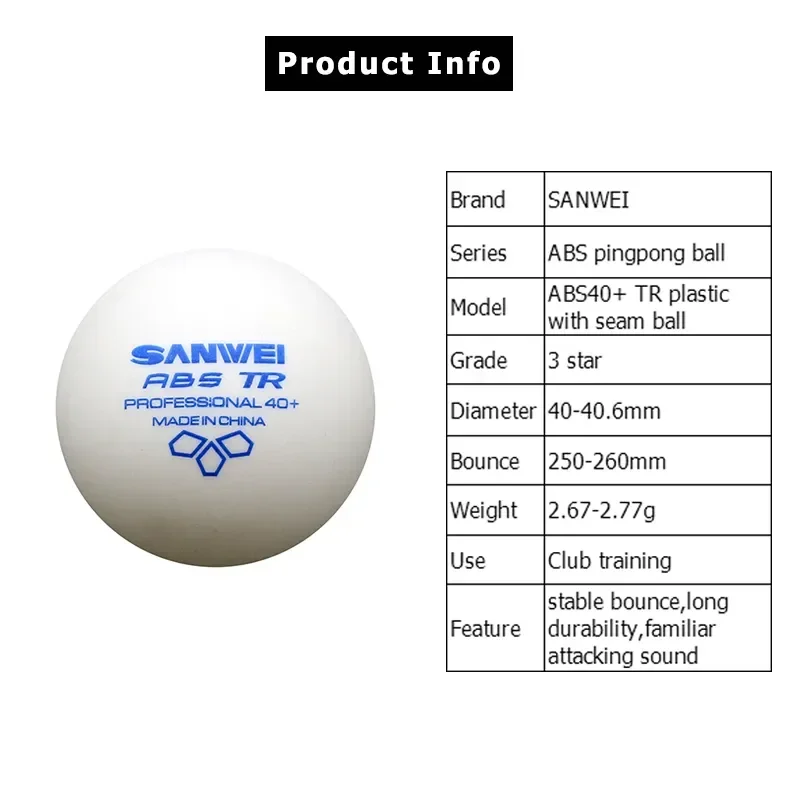 SANWEI-ABS TR 3スター卓球ボール、40+、トレ - Donic Table Tennis Ball のレビューと価格