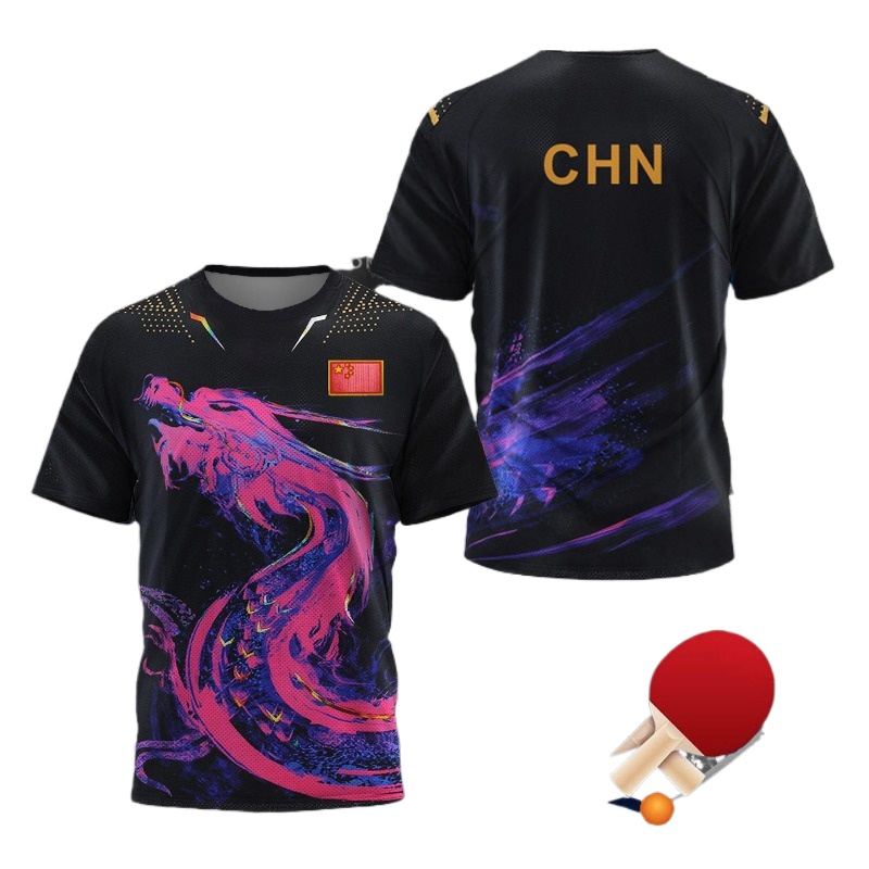 3Dプリントされた中国龍卓球Tシャツ（男女兼用）、速乾性と通 - Table Tennis In Chinese のレビューと価格