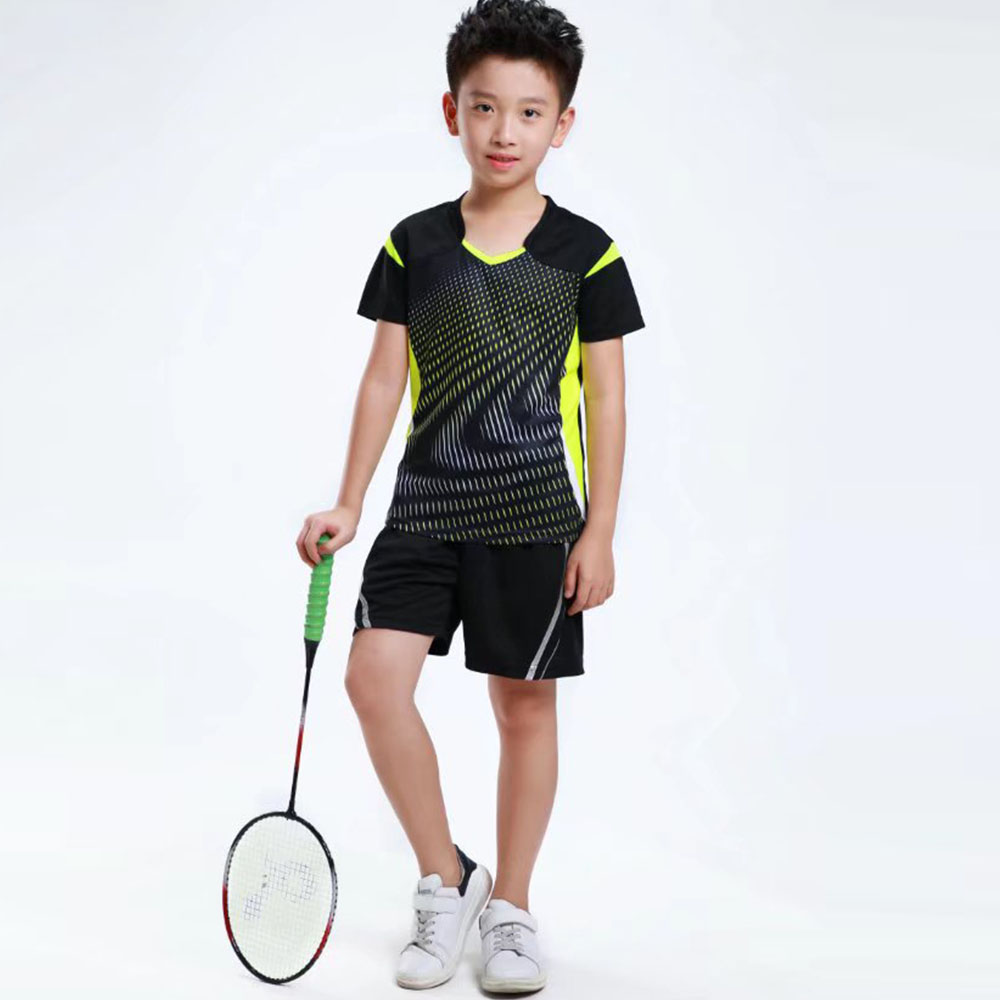 子供のための2ピースの速乾性Tシャツとショーツ,男の子と女の - Table Tennis Shorts のレビューと価格